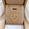Titanium Steel And Copper Women's Love Heart Necklace With Diamond Microinlay And Geometric Design Cartoon Style
