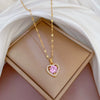 Titanium Steel And Copper Women's Love Heart Necklace With Diamond Microinlay And Geometric Design Cartoon Style