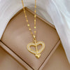 Titanium Steel And Copper Women's Love Heart Necklace With Diamond Microinlay And Geometric Design Cartoon Style