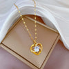 Titanium Steel And Copper Women's Love Heart Necklace With Diamond Microinlay And Geometric Design Cartoon Style