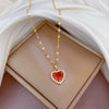 Titanium Steel And Copper Women's Love Heart Necklace With Diamond Microinlay And Geometric Design Cartoon Style