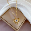 Titanium Steel And Copper Women's Love Heart Necklace With Diamond Microinlay And Geometric Design Cartoon Style