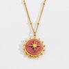 Titanium Steel And Natural Stone Women's Necklace With Geometric Pattern And Ball Chain In Light Luxury Style