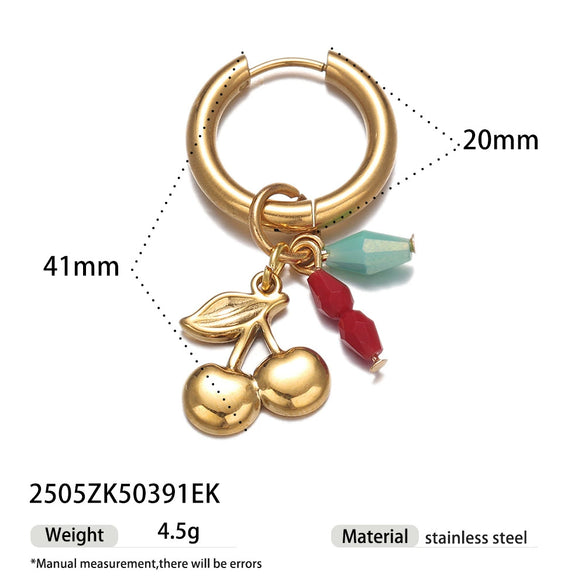 Titanium Steel And Shell Fruit Pendant Earrings For Women With Electroplating Process