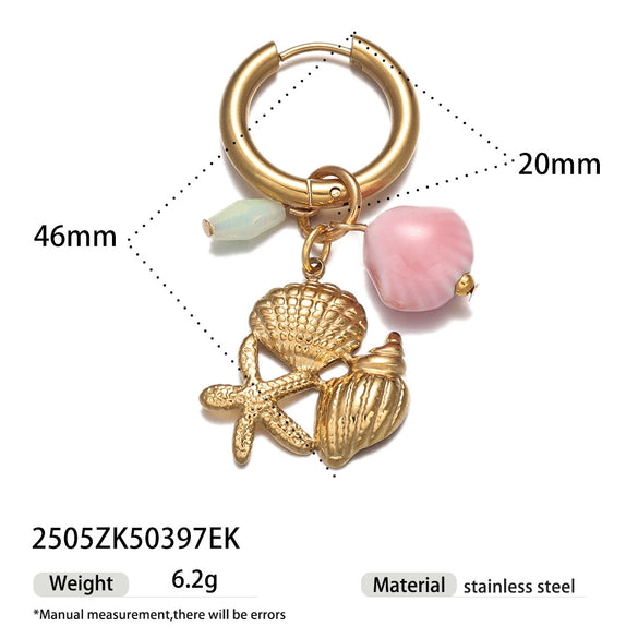 Titanium Steel And Shell Fruit Pendant Earrings For Women With Electroplating Process