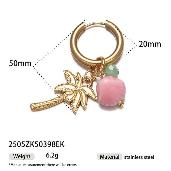 Titanium Steel And Shell Fruit Pendant Earrings For Women With Electroplating Process