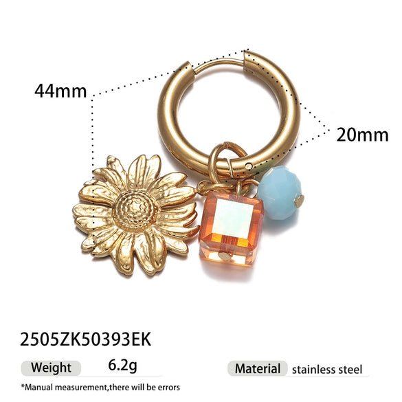 Titanium Steel And Shell Fruit Pendant Earrings For Women With Electroplating Process