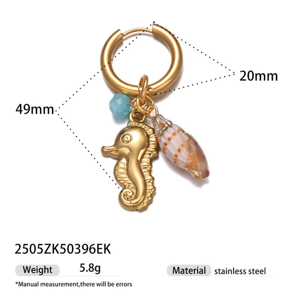 Titanium Steel And Shell Fruit Pendant Earrings For Women With Electroplating Process