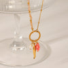 Titanium Steel And Stainless Steel Animal Turtle Goldfish Pearl Pendant O Word Chain Necklace With Electroplating