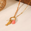 Titanium Steel And Stainless Steel Animal Turtle Goldfish Pearl Pendant O Word Chain Necklace With Electroplating