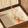 Titanium Steel And Stainless Steel Animal Turtle Goldfish Pearl Pendant O Word Chain Necklace With Electroplating