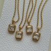 Titanium Steel And Stainless Steel Chain With Zircon And Diamond Square Twist Pendant Electroplating Geometric Style For Women