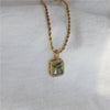 Titanium Steel And Stainless Steel Chain With Zircon And Diamond Square Twist Pendant Electroplating Geometric Style For Women
