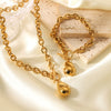 Titanium Steel And Stainless Steel Cross Chain Necklace With Geometric Ot Buckle Pendant And Electroplating Treatment For Women