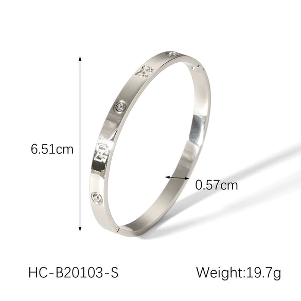 Titanium Steel And Stainless Steel Diamondencrusted Bow Zircon Women's Bracelet With Electroplating