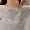 Titanium Steel And Stainless Steel Double Layer Stacked U Shaped Pendant Clavicle Chain With Electroplating Unisex Style