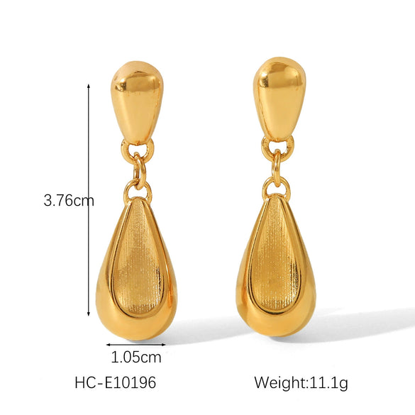 Titanium Steel And Stainless Steel Drop Earrings For Women With Geometric Style And Electroplating Treatment