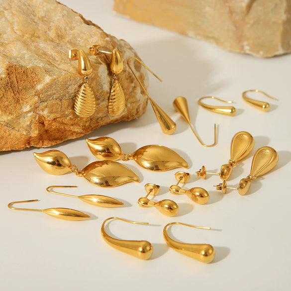 Titanium Steel And Stainless Steel Drop Earrings For Women With Geometric Style And Electroplating Treatment