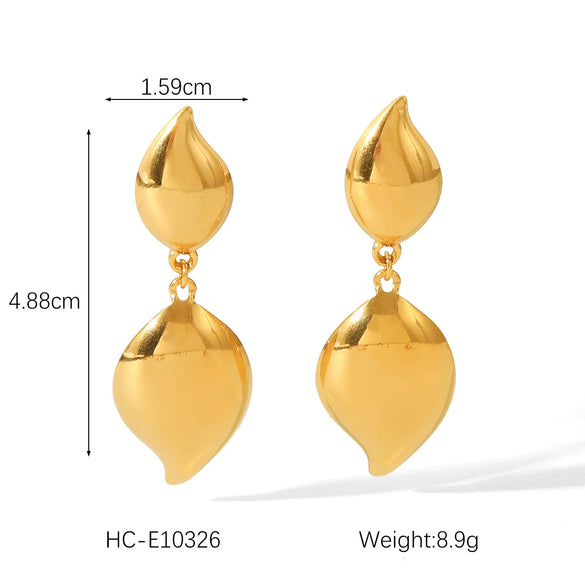 Titanium Steel And Stainless Steel Drop Earrings For Women With Geometric Style And Electroplating Treatment