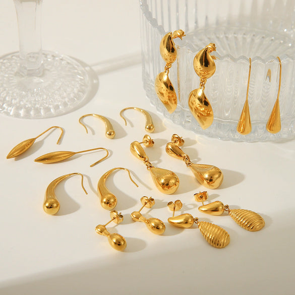 Titanium Steel And Stainless Steel Drop Earrings For Women With Geometric Style And Electroplating Treatment