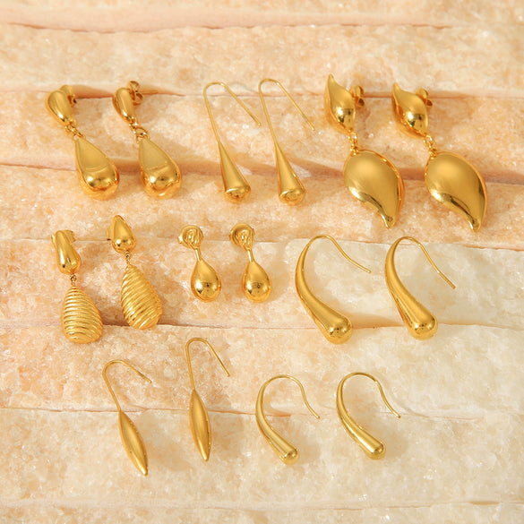 Titanium Steel And Stainless Steel Drop Earrings For Women With Geometric Style And Electroplating Treatment