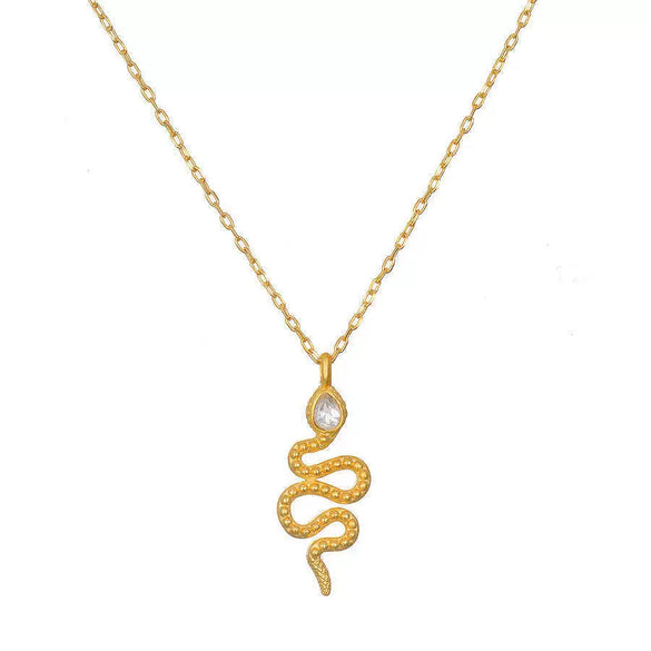 Titanium Steel And Stainless Steel Electroplated Geometric Snake Necklace For Women
