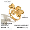 Titanium Steel And Stainless Steel Four Leaf Clover Split Ring With Electroplating Women's Niche Design