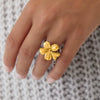 Titanium Steel And Stainless Steel Four Leaf Clover Split Ring With Electroplating Women's Niche Design