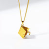 Titanium Steel And Stainless Steel Geometric Butterfly Pendant With O Shaped Chain Electroplated And Color Preserved