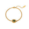Titanium Steel And Stainless Steel Geometric Oval Pendant Zircon Bracelet With Electroplating For Women