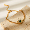 Titanium Steel And Stainless Steel Geometric Oval Pendant Zircon Bracelet With Electroplating For Women