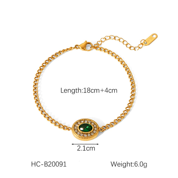 Titanium Steel And Stainless Steel Geometric Oval Pendant Zircon Bracelet With Electroplating For Women