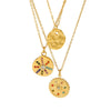 Titanium Steel And Stainless Steel Geometric Round Pendant Necklace With Colored Diamond Embossed And Inlaid Zircon