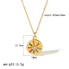 Titanium Steel And Stainless Steel Geometric Round Pendant Necklace With Colored Diamond Embossed And Inlaid Zircon