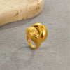 Titanium Steel And Stainless Steel Geometric Wide Edge Ring Plated With 18K Gold Light Luxury Style Jewelry