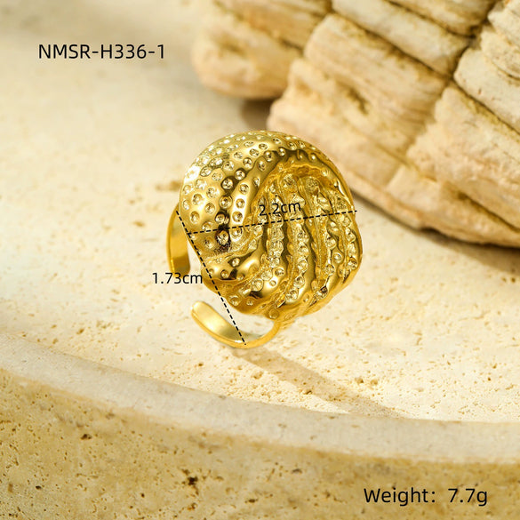 Titanium Steel And Stainless Steel Geometric Wide Edge Ring Plated With 18K Gold Light Luxury Style Jewelry