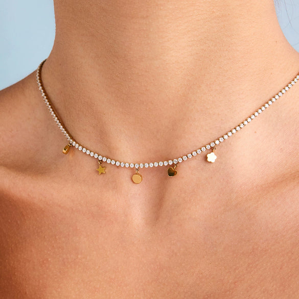 Titanium Steel And Stainless Steel Geometric Women's Necklace And Bracelet With Electroplating
