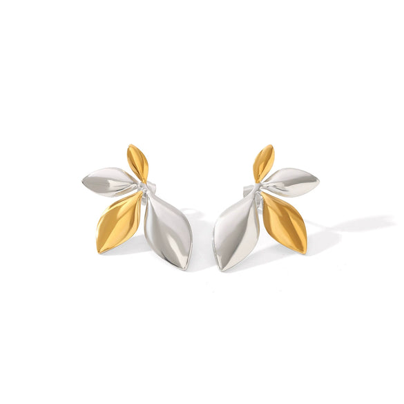 Titanium Steel And Stainless Steel Heartshaped Leaf Women's Earrings With Gold And Silver Color Matching Highend Niche Design Vacuum Plated And Electroplated