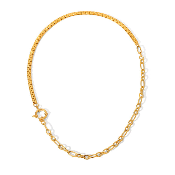 Titanium Steel And Stainless Steel Ins Style Geometric Clavicle Chain Necklace With 18K Goldplated Electroplating