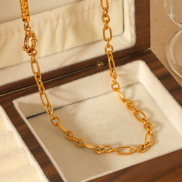 Titanium Steel And Stainless Steel Ins Style Geometric Clavicle Chain Necklace With 18K Goldplated Electroplating