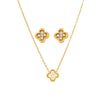 316L Stainless Steel And 316L Stainless Steel Jewelry Set With Flower Pattern And Electroplating For Women