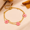 Titanium Steel And Stainless Steel Plant Flowers Stud Earring Bracelet Necklace Jewelry For Women