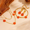 Titanium Steel And Stainless Steel Plant Flowers Stud Earring Bracelet Necklace Jewelry For Women