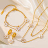 Titanium Steel And Stainless Steel Plant Flowers Stud Earring Bracelet Necklace Jewelry For Women