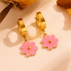 Titanium Steel And Stainless Steel Plant Flowers Stud Earring Bracelet Necklace Jewelry For Women