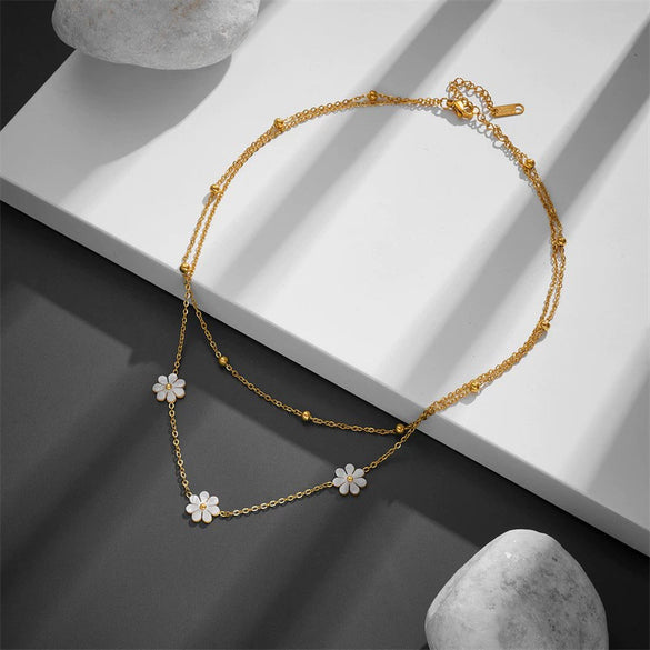 Titanium Steel And Stainless Steel Plant Flowers Stud Earring Bracelet Necklace Jewelry For Women