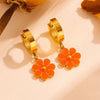 Titanium Steel And Stainless Steel Plant Flowers Stud Earring Bracelet Necklace Jewelry For Women