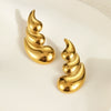 Titanium Steel And Stainless Steel Plated 18K Gold Geometric Three Layer Water Drop Earrings With Electroplating