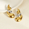 Titanium Steel And Stainless Steel Plated 18K Gold Geometric Three Layer Water Drop Earrings With Electroplating