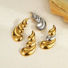 Titanium Steel And Stainless Steel Plated 18K Gold Geometric Three Layer Water Drop Earrings With Electroplating